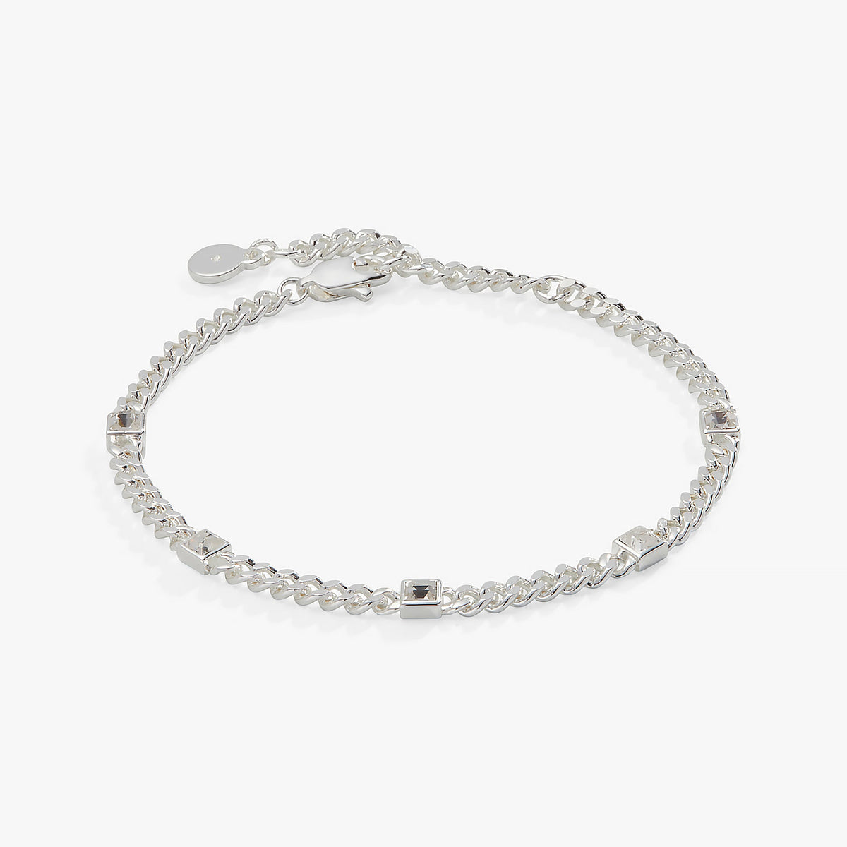Alex and Ani Clear Crystal Curb Chain Bracelet, April Birthstone