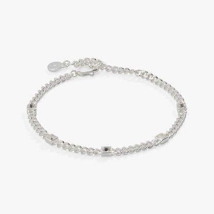 Alex and Ani Clear Crystal Curb Chain Bracelet, April Birthstone