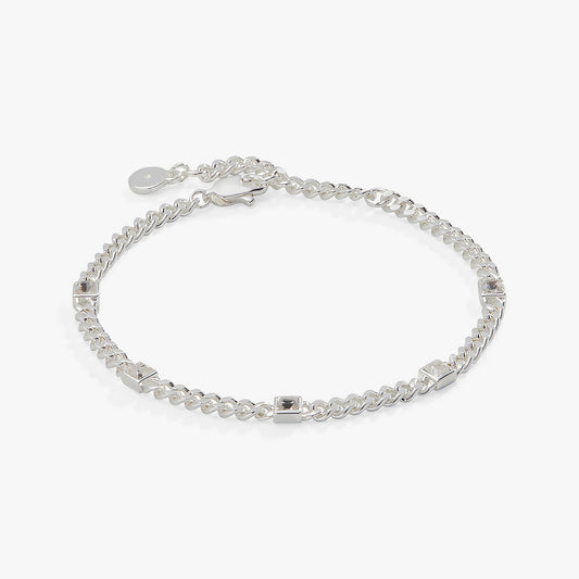 Alex and Ani Clear Crystal Curb Chain Bracelet, April Birthstone