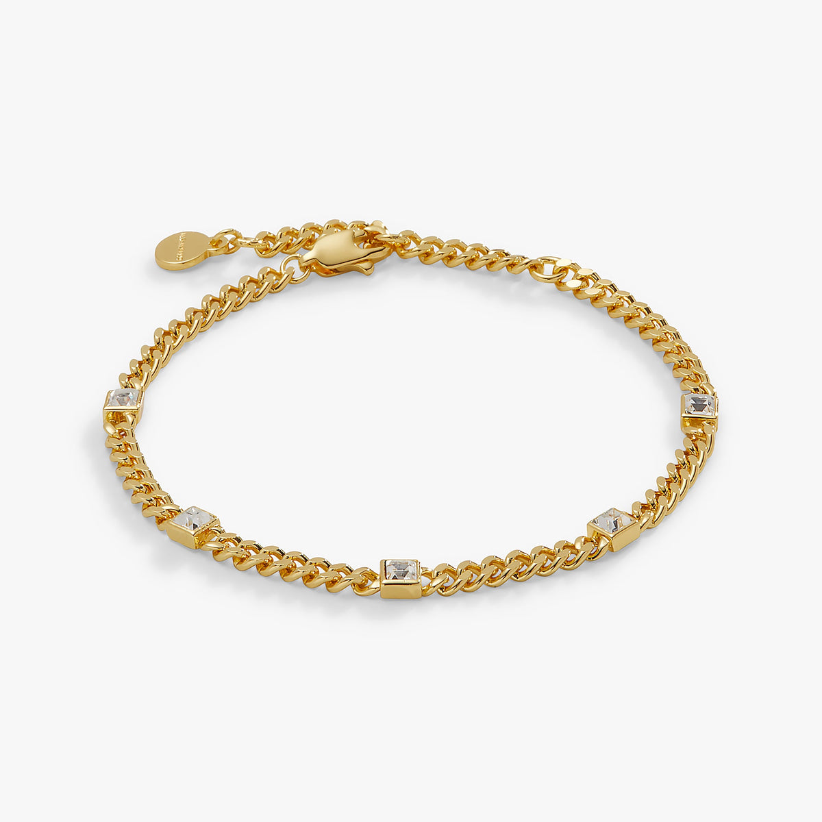 Alex and Ani Clear Crystal Curb Chain Bracelet, April Birthstone