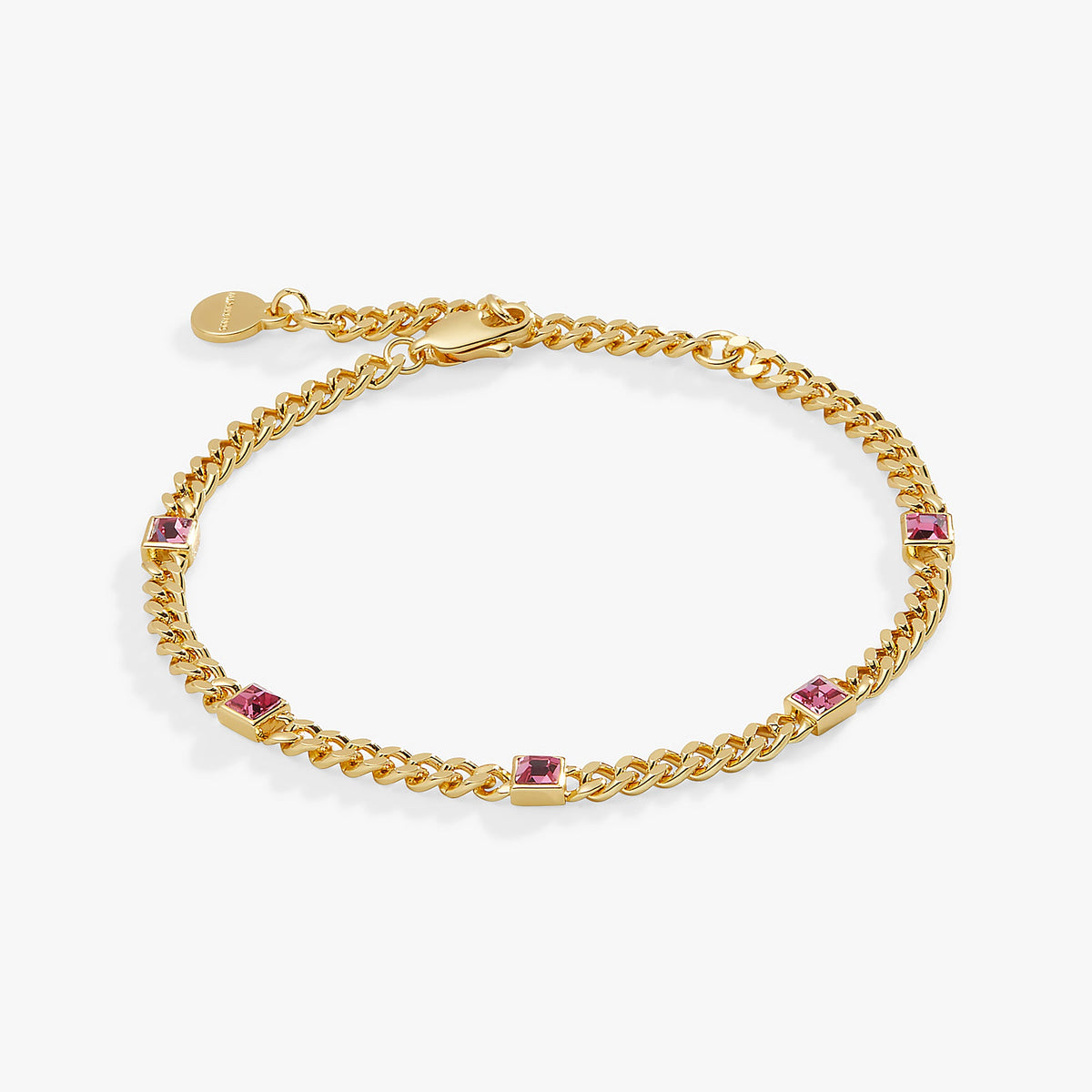 Alex and Ani Rose Curb Chain Bracelet, October Birthstone
