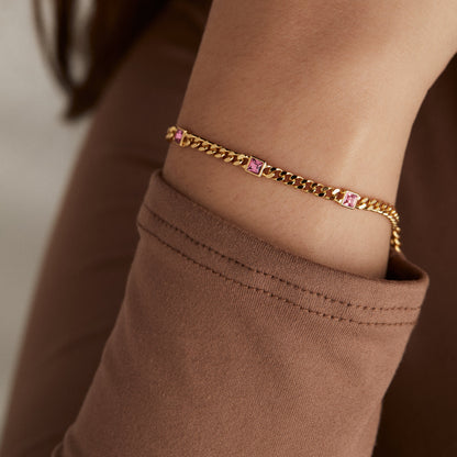 Alex and Ani Rose Curb Chain Bracelet, October Birthstone