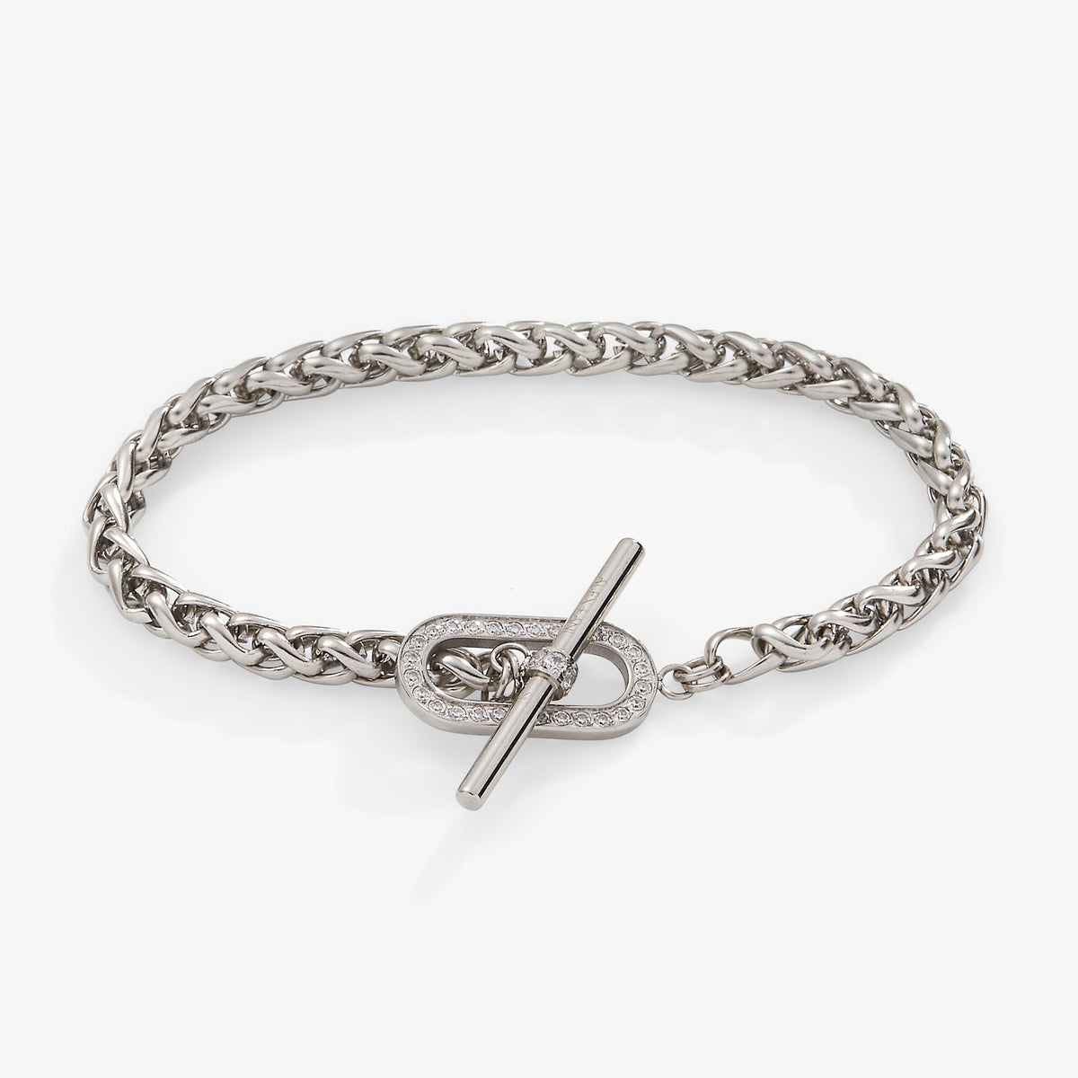 Alex and Ani Wheat Chain Pavé Crystal Toggle Bracelet