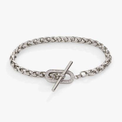 Alex and Ani Wheat Chain Pavé Crystal Toggle Bracelet