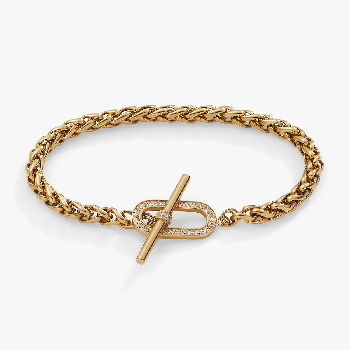 Alex and Ani Wheat Chain Pavé Crystal Toggle Bracelet