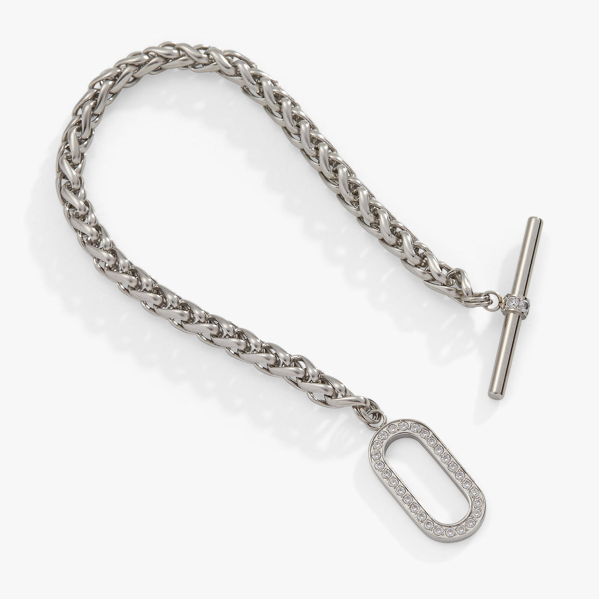 Alex and Ani Wheat Chain Pavé Crystal Toggle Bracelet