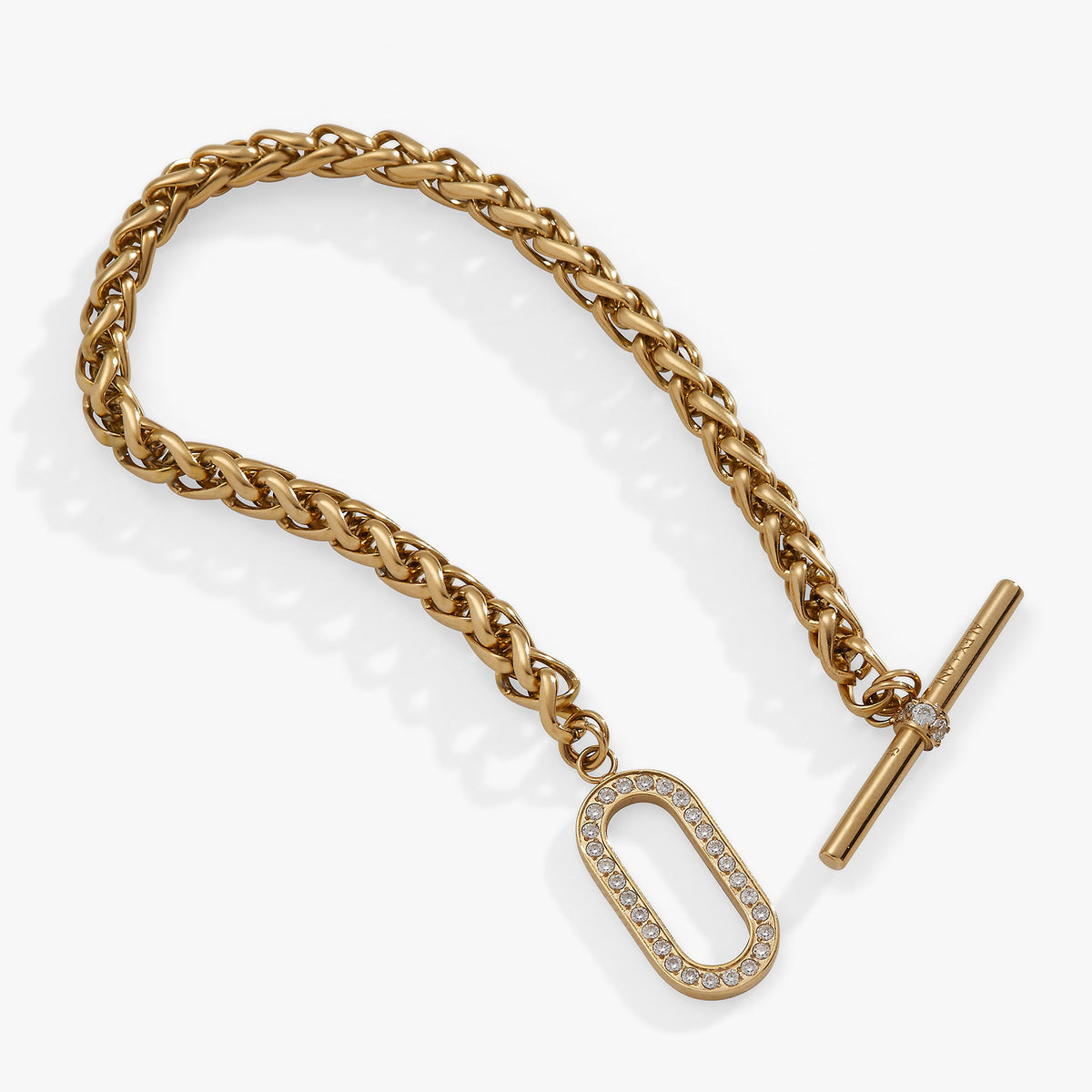 Alex and Ani Wheat Chain Pavé Crystal Toggle Bracelet