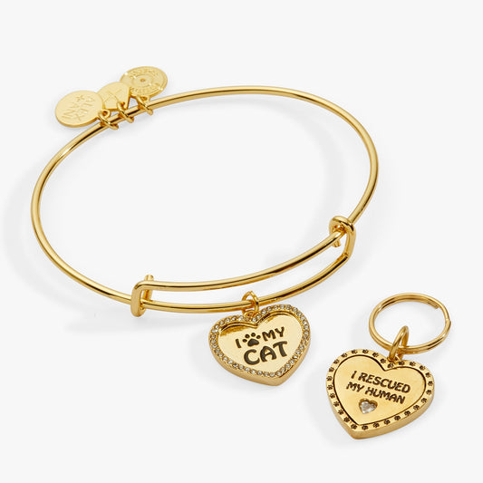 Alex and Ani I Love My Cat Bangle & Charm, Set of 2