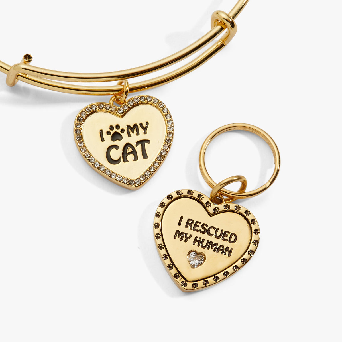 Alex and Ani I Love My Cat Bangle & Charm, Set of 2