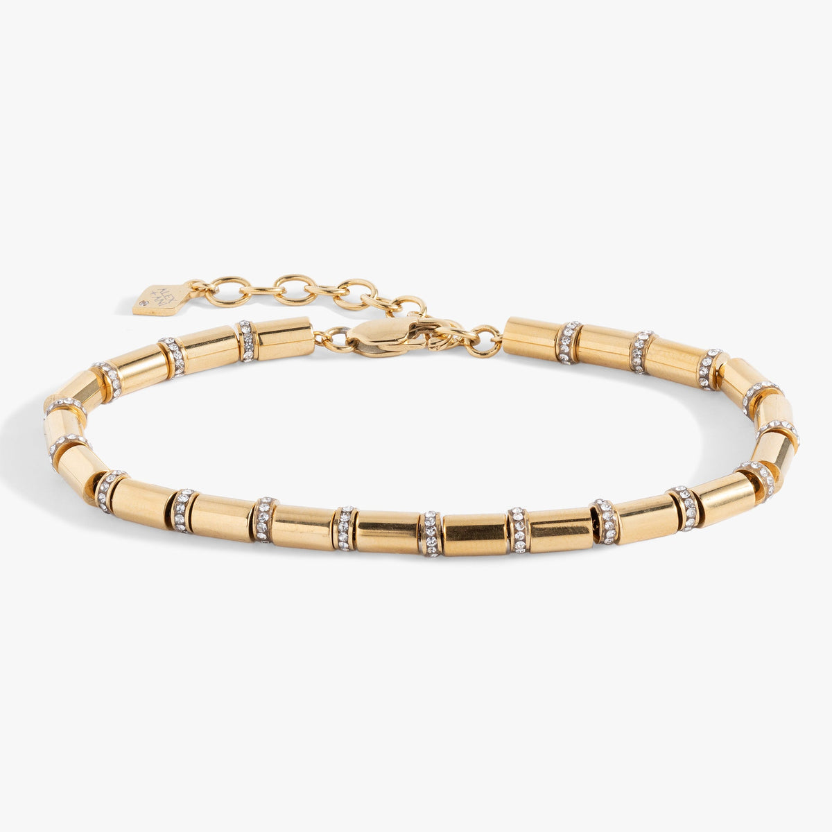 Alex and Ani Tube Bead and Crystal Chain Bracelet