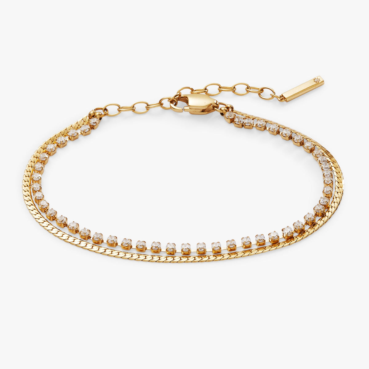 Alex and Ani Double Strand Crystal Tennis Chain Bracelet
