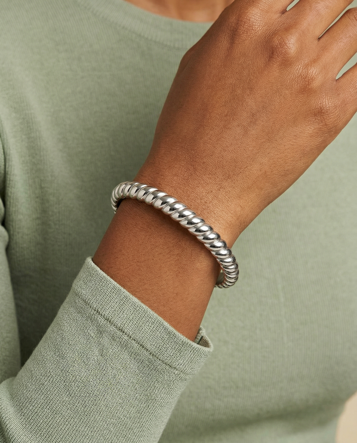 Alex and Ani Stainless Steel Rope Textured Bangle