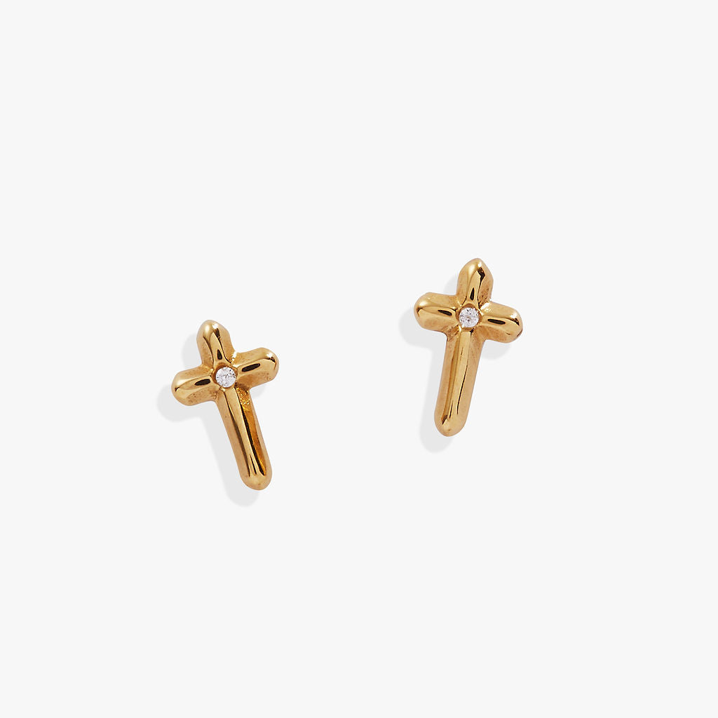 Alex and Ani Crystal Cross Mini Stud Earrings