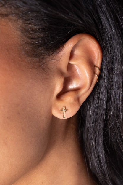 Alex and Ani Crystal Cross Mini Stud Earrings