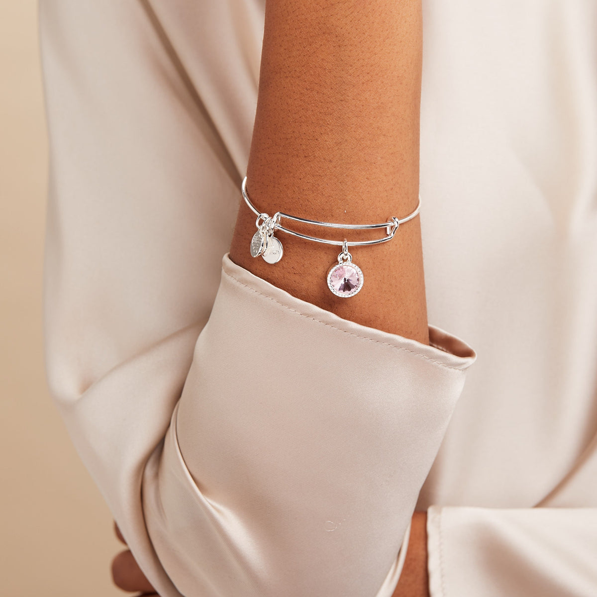 Alex and Ani Rose October Birthstone Charm Bangle