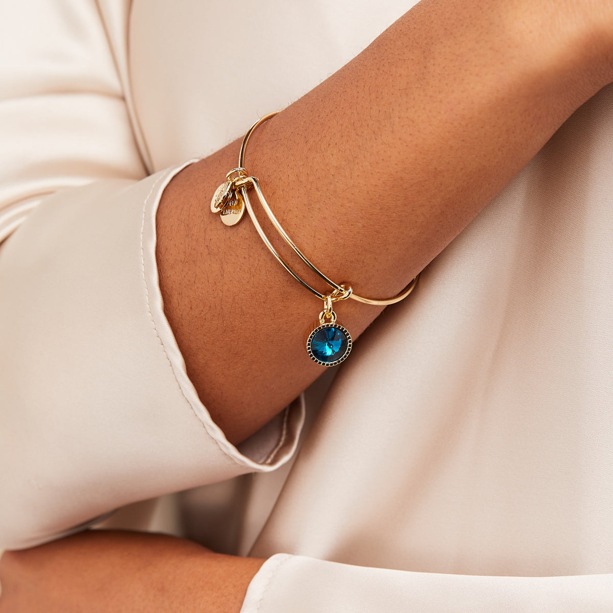 Alex and Ani Blue Zircon December Birthstone Charm Bangle