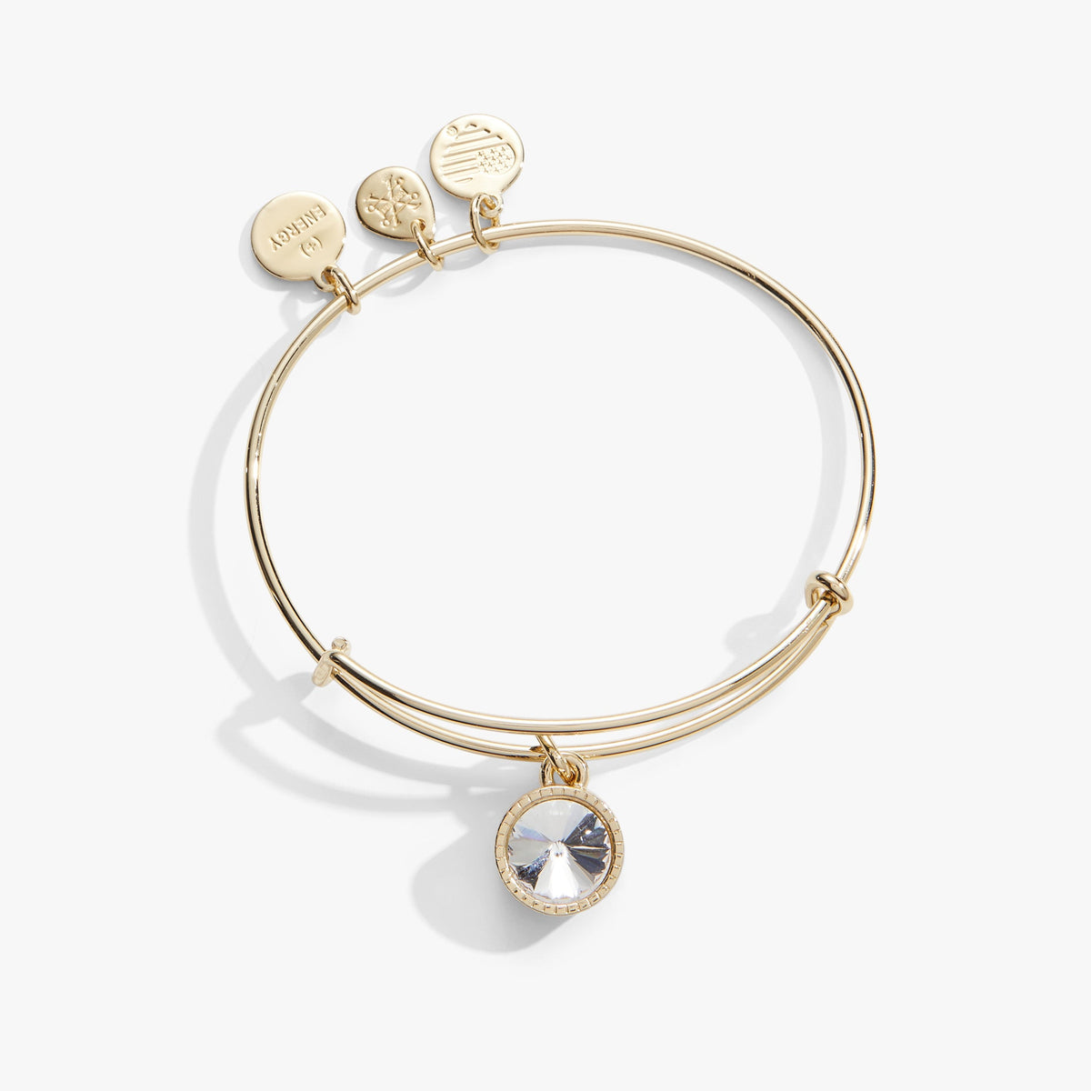 Alex and Ani Clear Crystal April Birthstone Charm Bangle