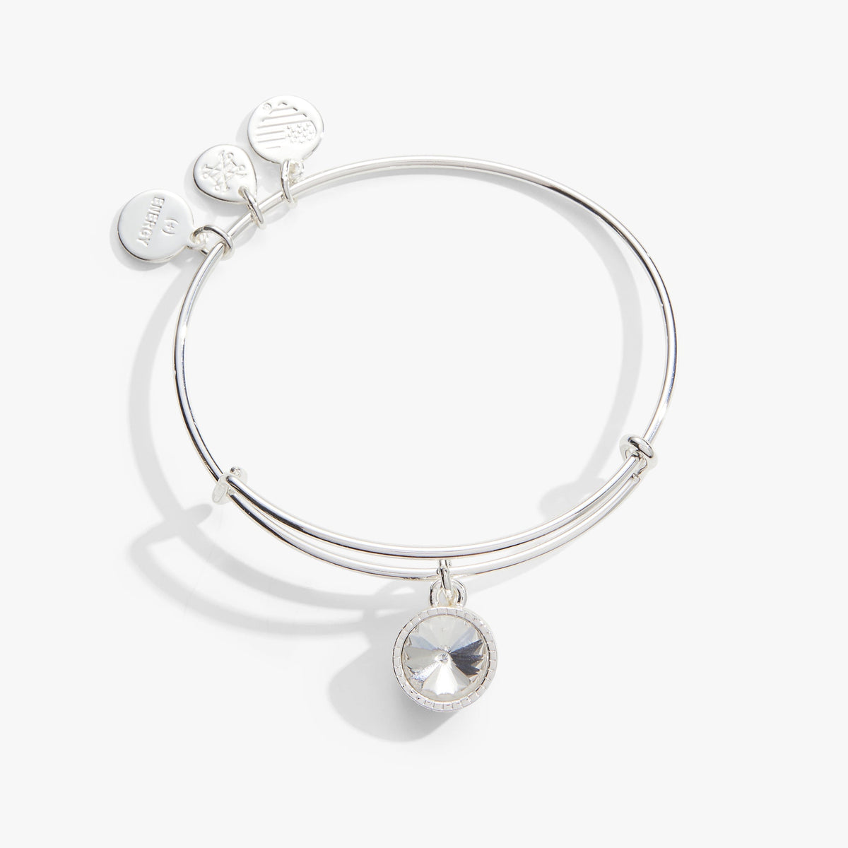 Alex and Ani Clear Crystal April Birthstone Charm Bangle