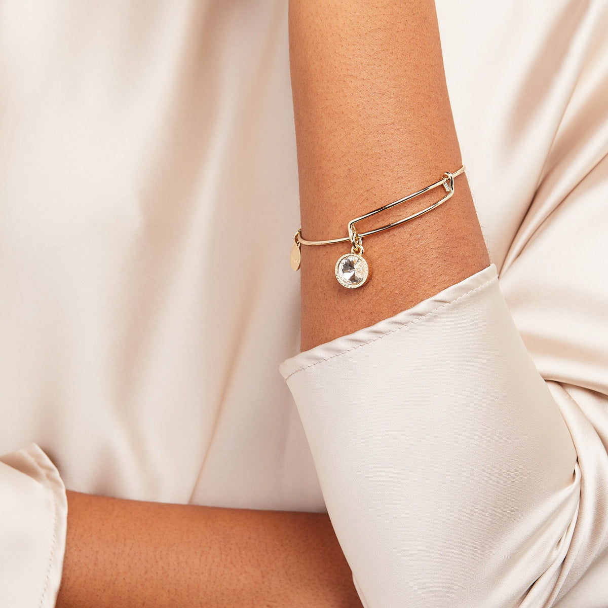 Alex and Ani Clear Crystal April Birthstone Charm Bangle