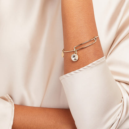Alex and Ani Clear Crystal April Birthstone Charm Bangle
