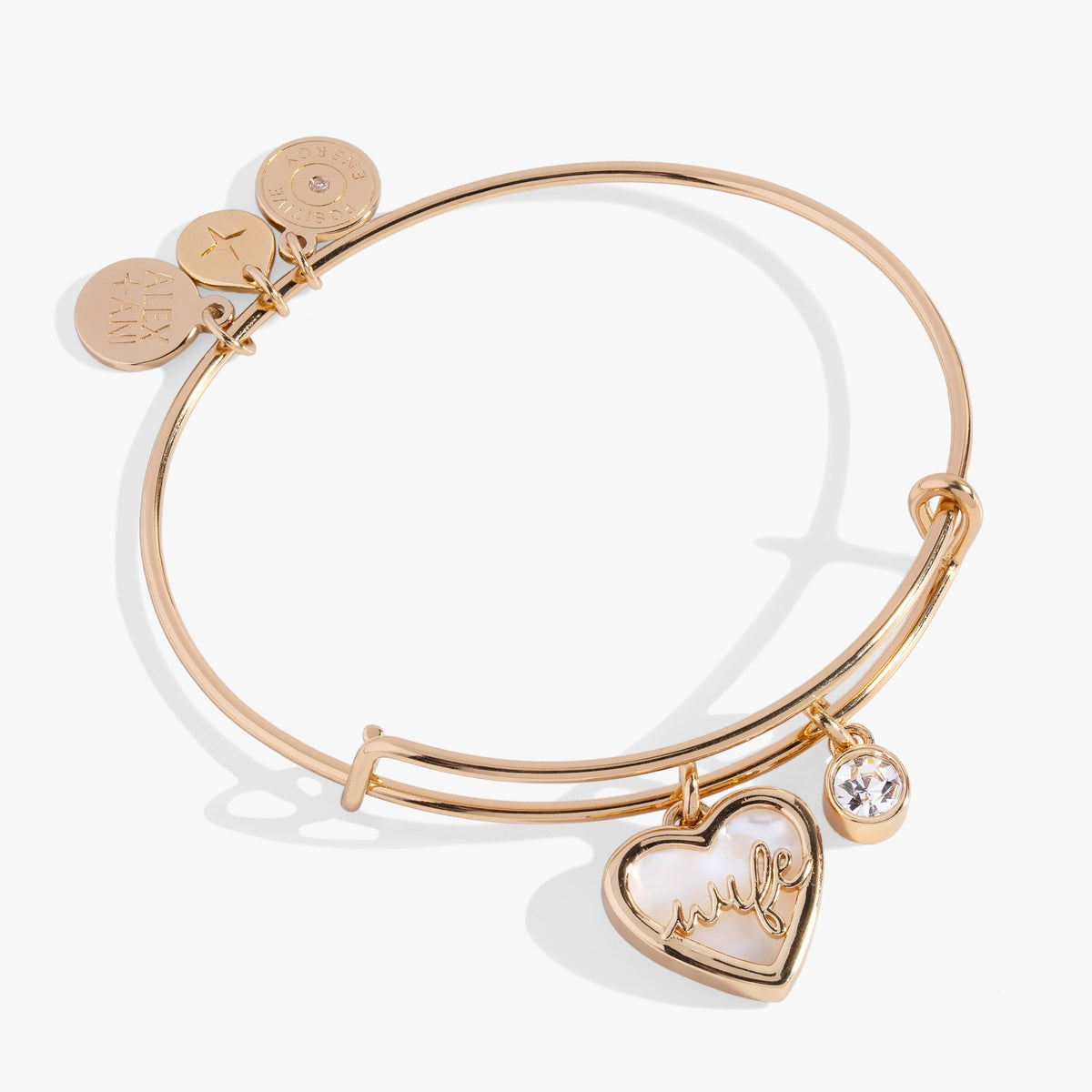 Alex and Ani Mother of Pearl Wife Heart Bangle – Elegant Bridal or Anniversary Jewelry