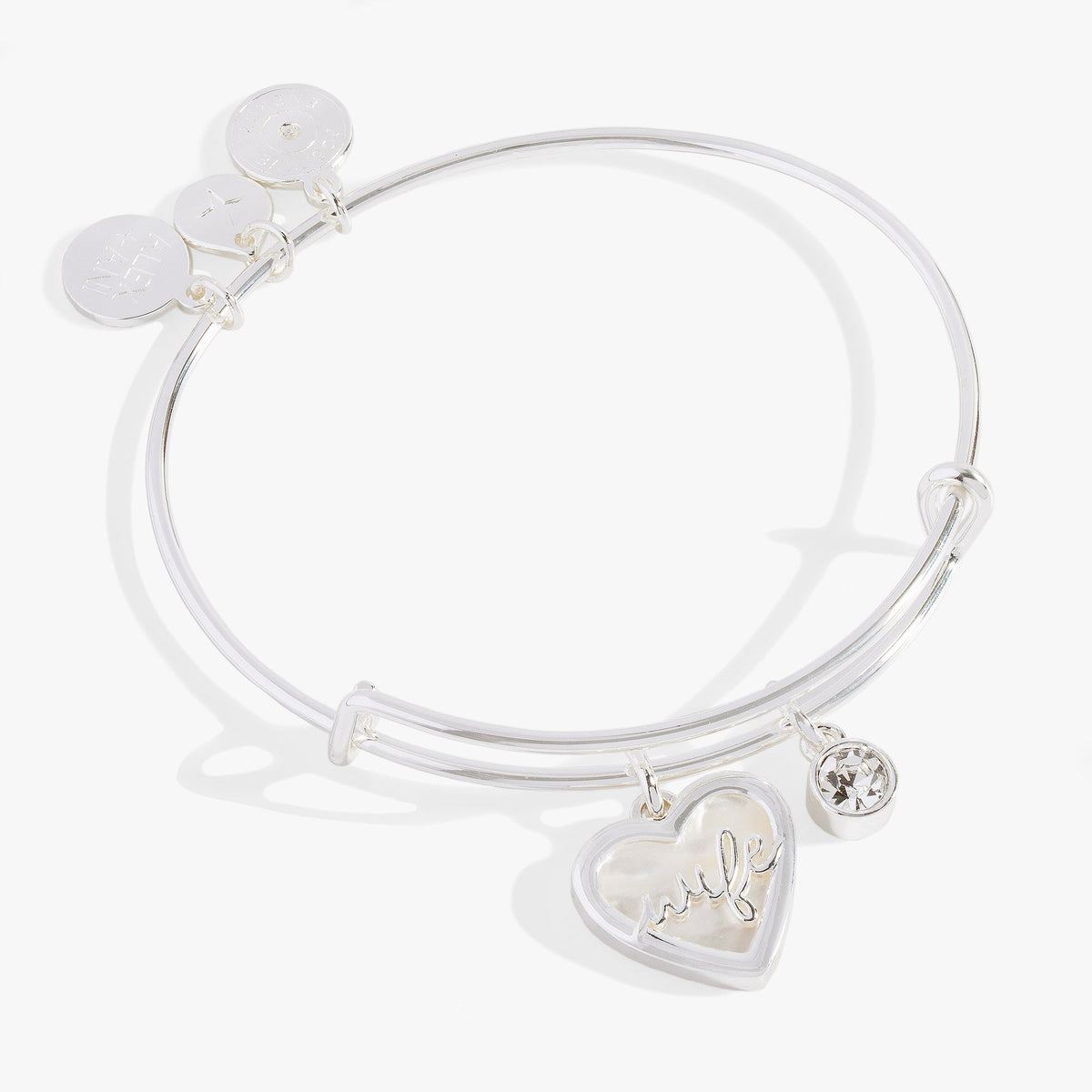 Alex and Ani Mother of Pearl Wife Heart Bangle – Elegant Bridal or Anniversary Jewelry
