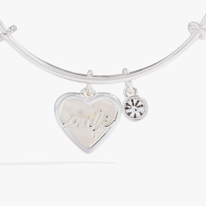Alex and Ani Mother of Pearl Wife Heart Bangle – Elegant Bridal or Anniversary Jewelry
