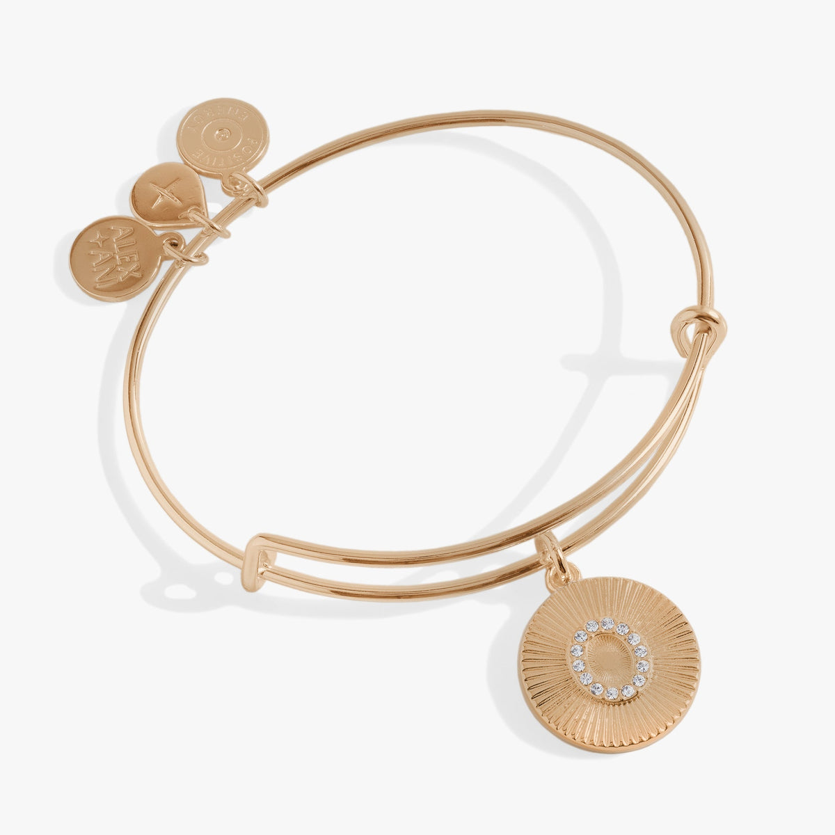Alex and Ani Pave Starburst Texture Initial Bangle O