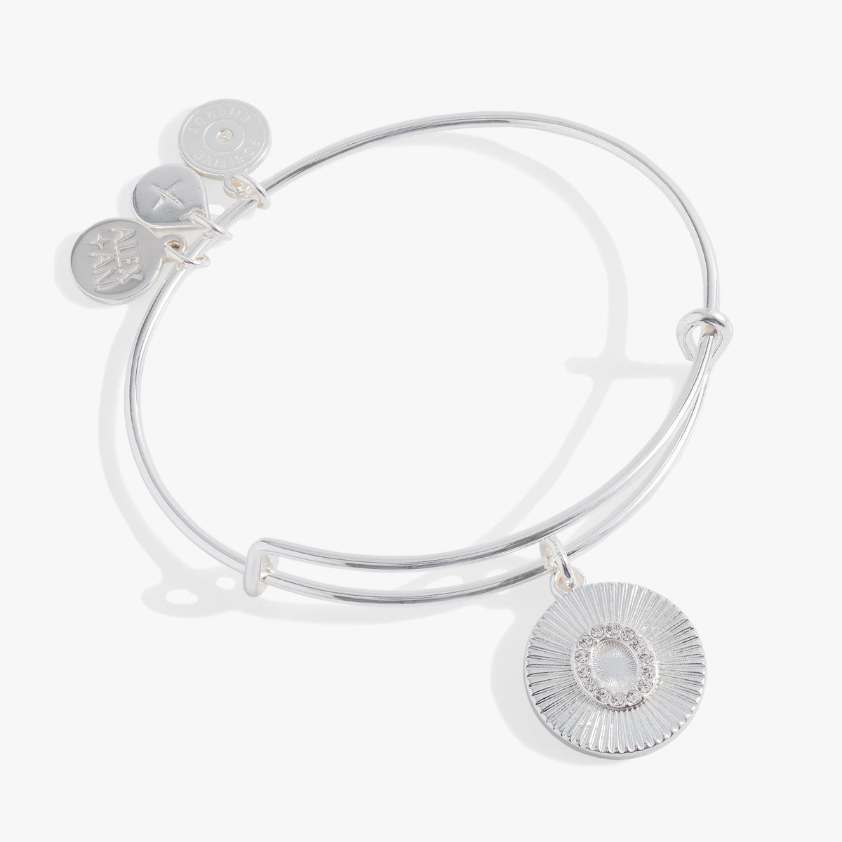 Alex and Ani Pave Starburst Texture Initial Bangle O
