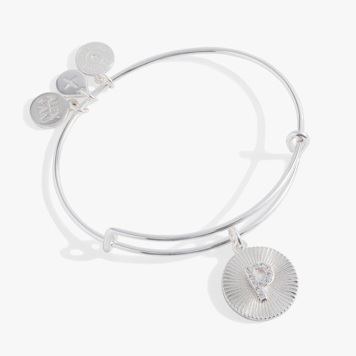 Alex and Ani Pave Starburst Texture Initial Bangle P