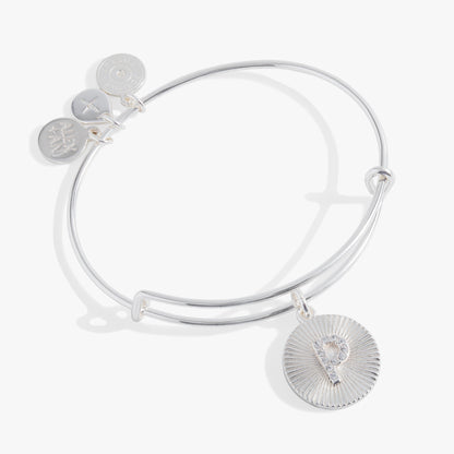 Alex and Ani Pave Starburst Texture Initial Bangle P