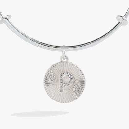 Alex and Ani Pave Starburst Texture Initial Bangle P