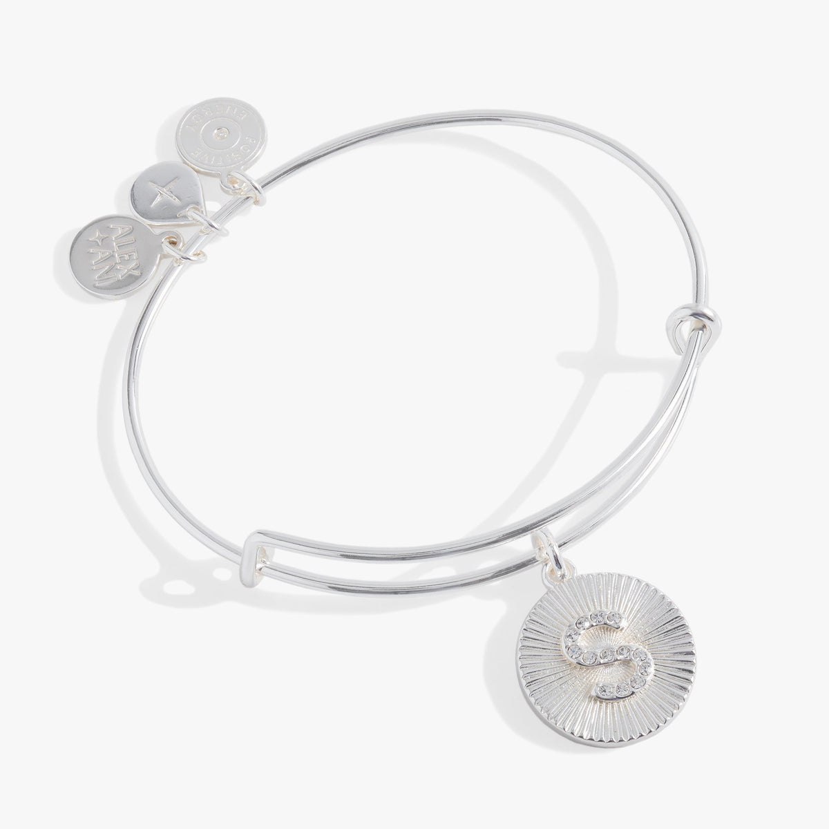 Alex and Ani Pave Starburst Texture Initial Bangle S