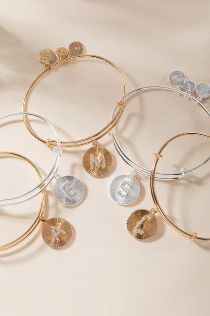 Alex and Ani Pave Starburst Texture Initial Bangle S