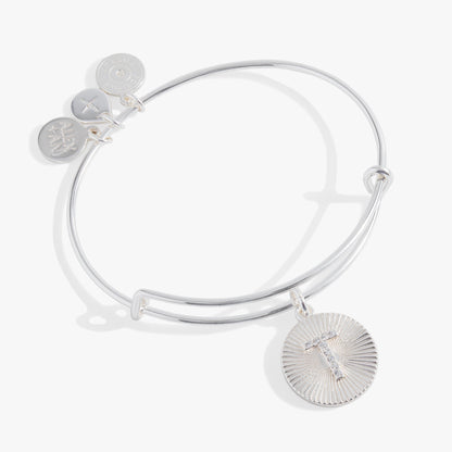 Alex and Ani Pave Starburst Texture Initial Bangle T