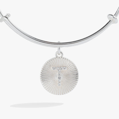 Alex and Ani Pave Starburst Texture Initial Bangle T