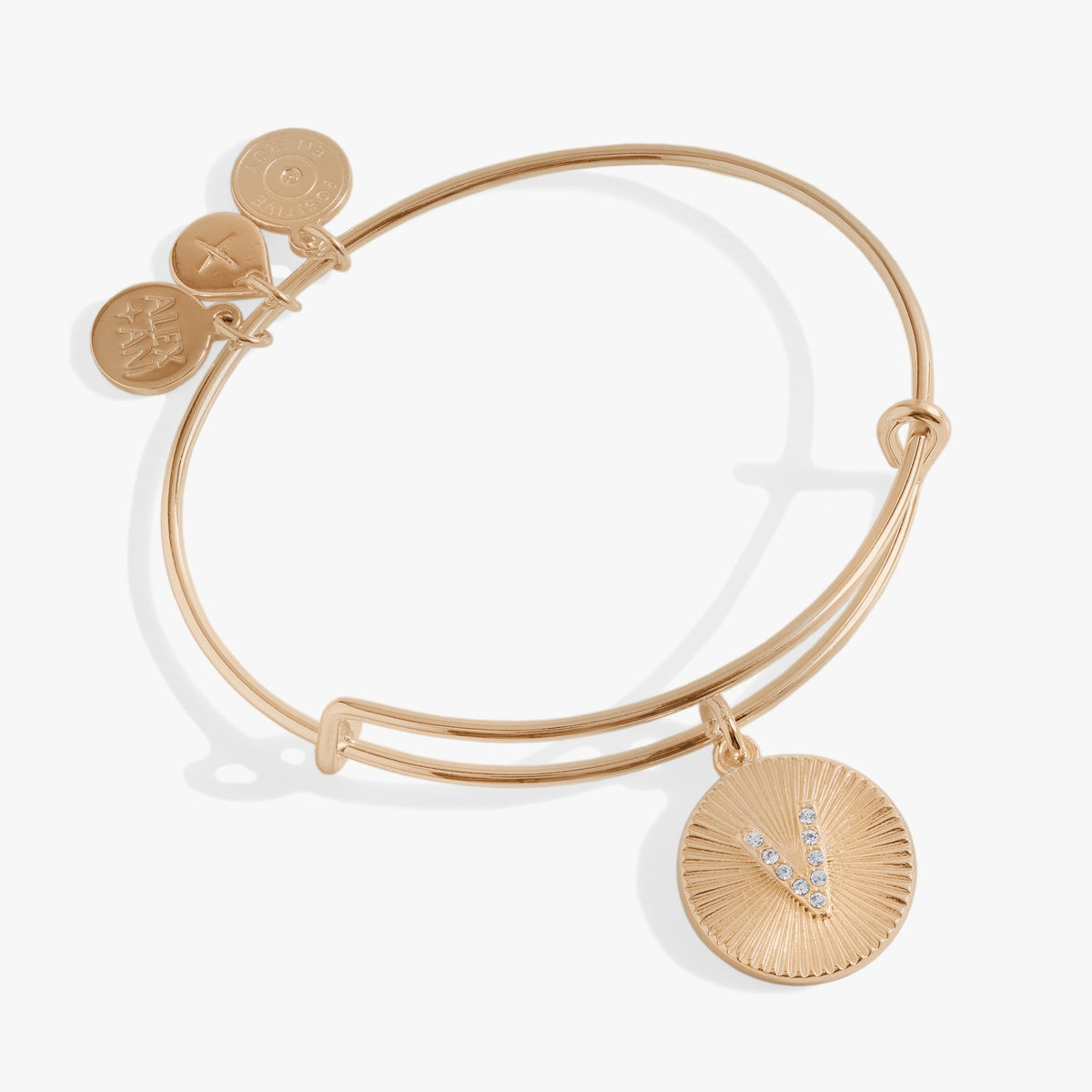 Alex and Ani Pave Starburst Texture Initial Bangle V
