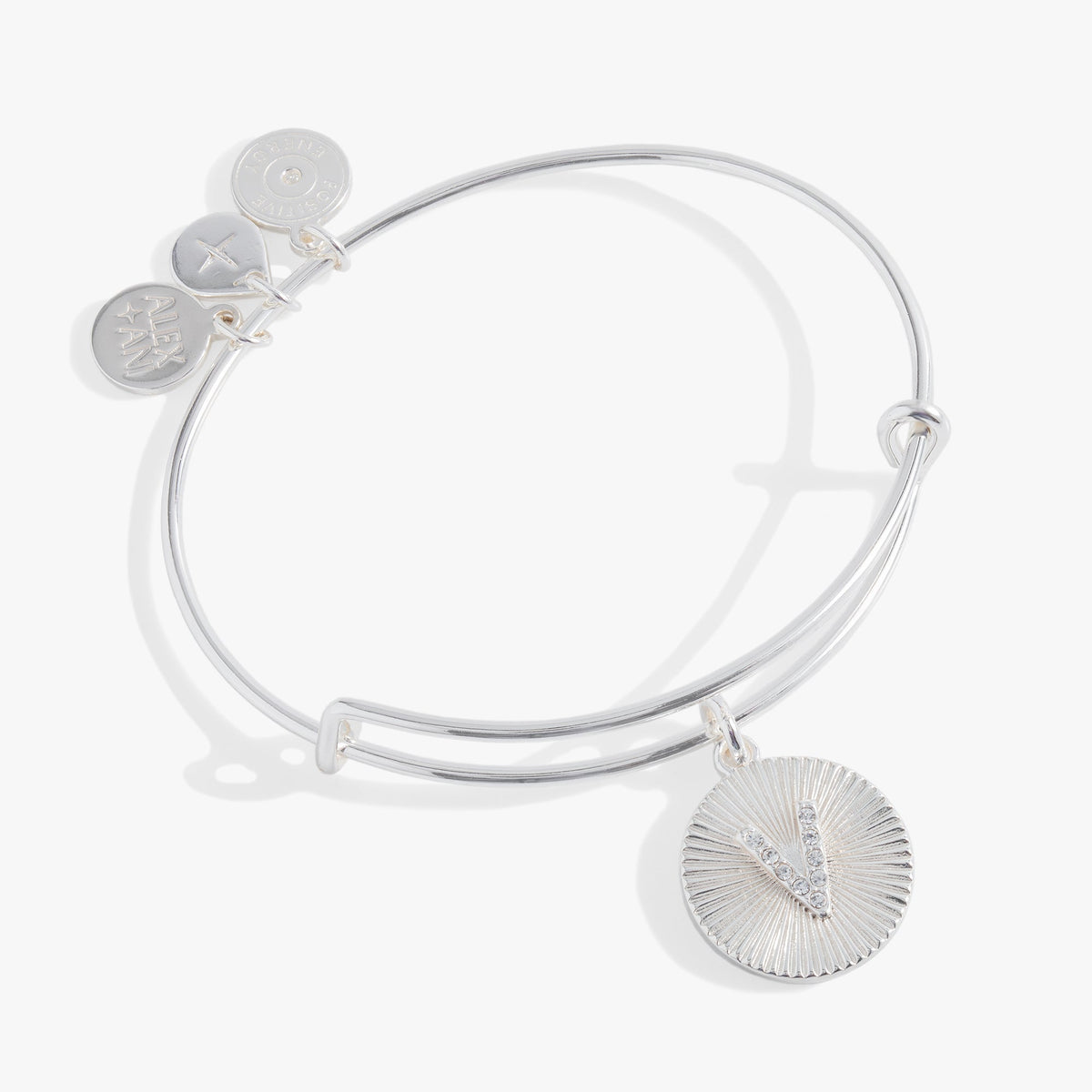 Alex and Ani Pave Starburst Texture Initial Bangle V