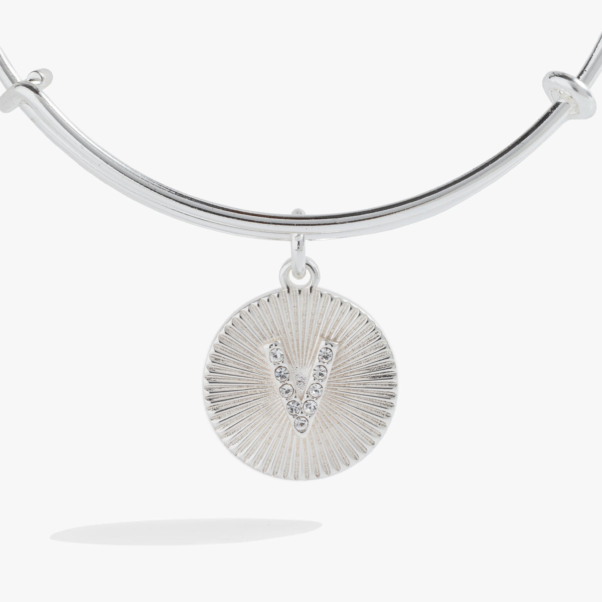 Alex and Ani Pave Starburst Texture Initial Bangle V