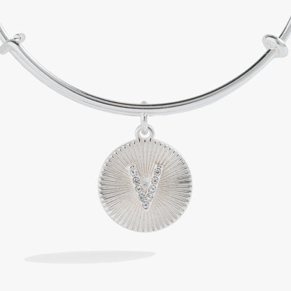 Alex and Ani Pave Starburst Texture Initial Bangle V