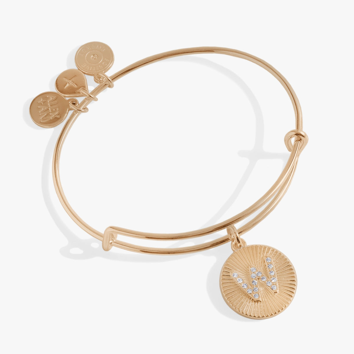 Alex and Ani Pave Starburst Texture Initial Bangle W
