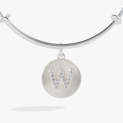 Alex and Ani Pave Starburst Texture Initial Bangle W