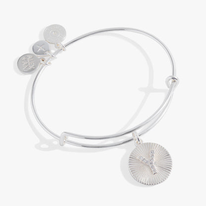 Alex and Ani Pave Starburst Texture Initial Bangle Y