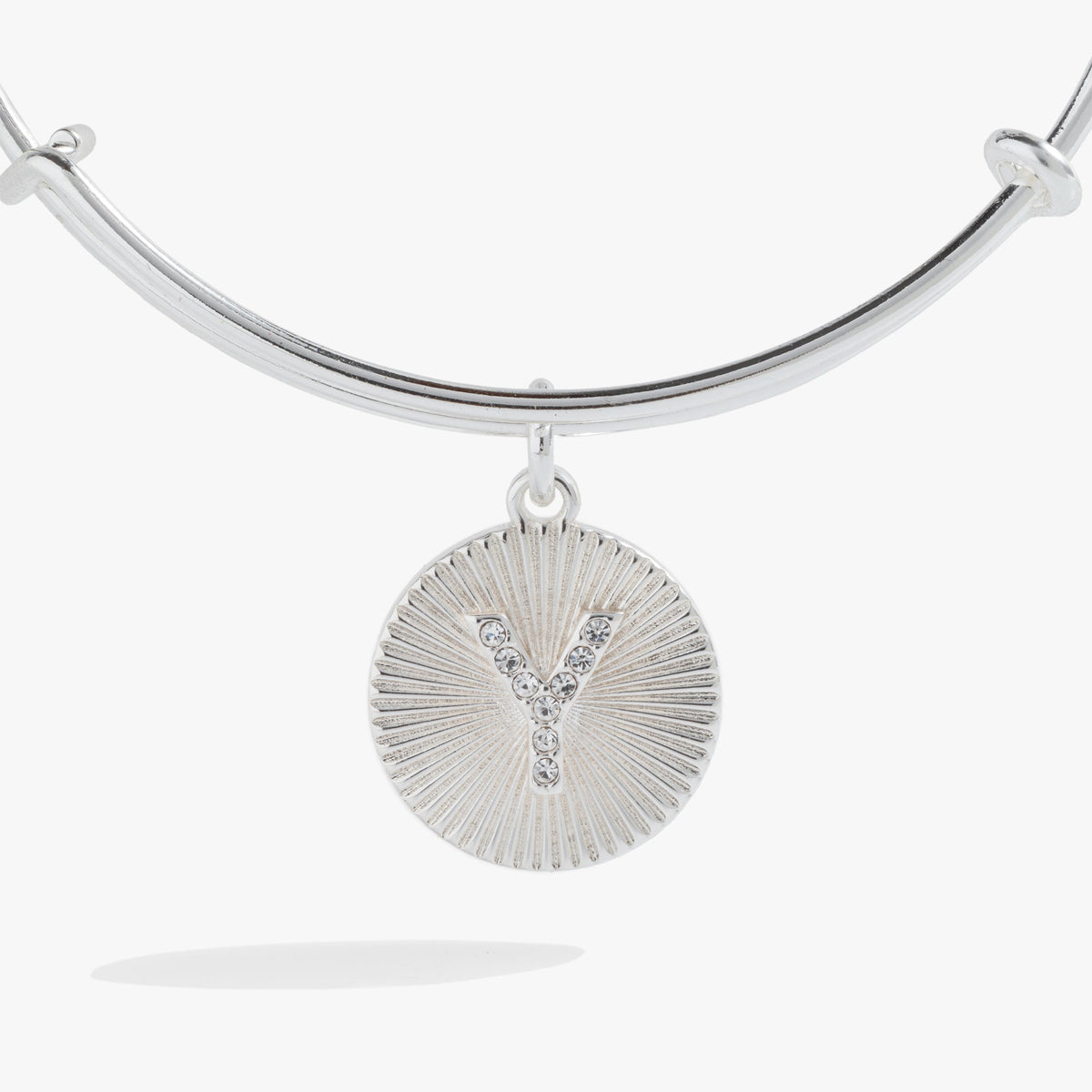 Alex and Ani Pave Starburst Texture Initial Bangle Y