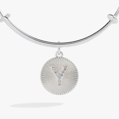 Alex and Ani Pave Starburst Texture Initial Bangle Y