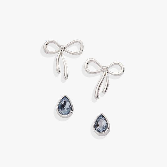 Alex and Ani Bridal Bow Duo Stud Earring Set