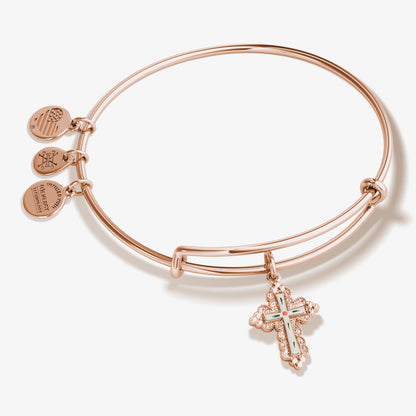 Alex and Ani Floral Cross Charm Bangle Bracelet