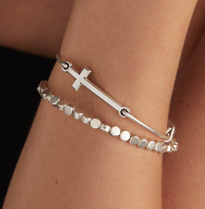 Alex and Ani Spiritual Armor Cross Inline Charm Bangle