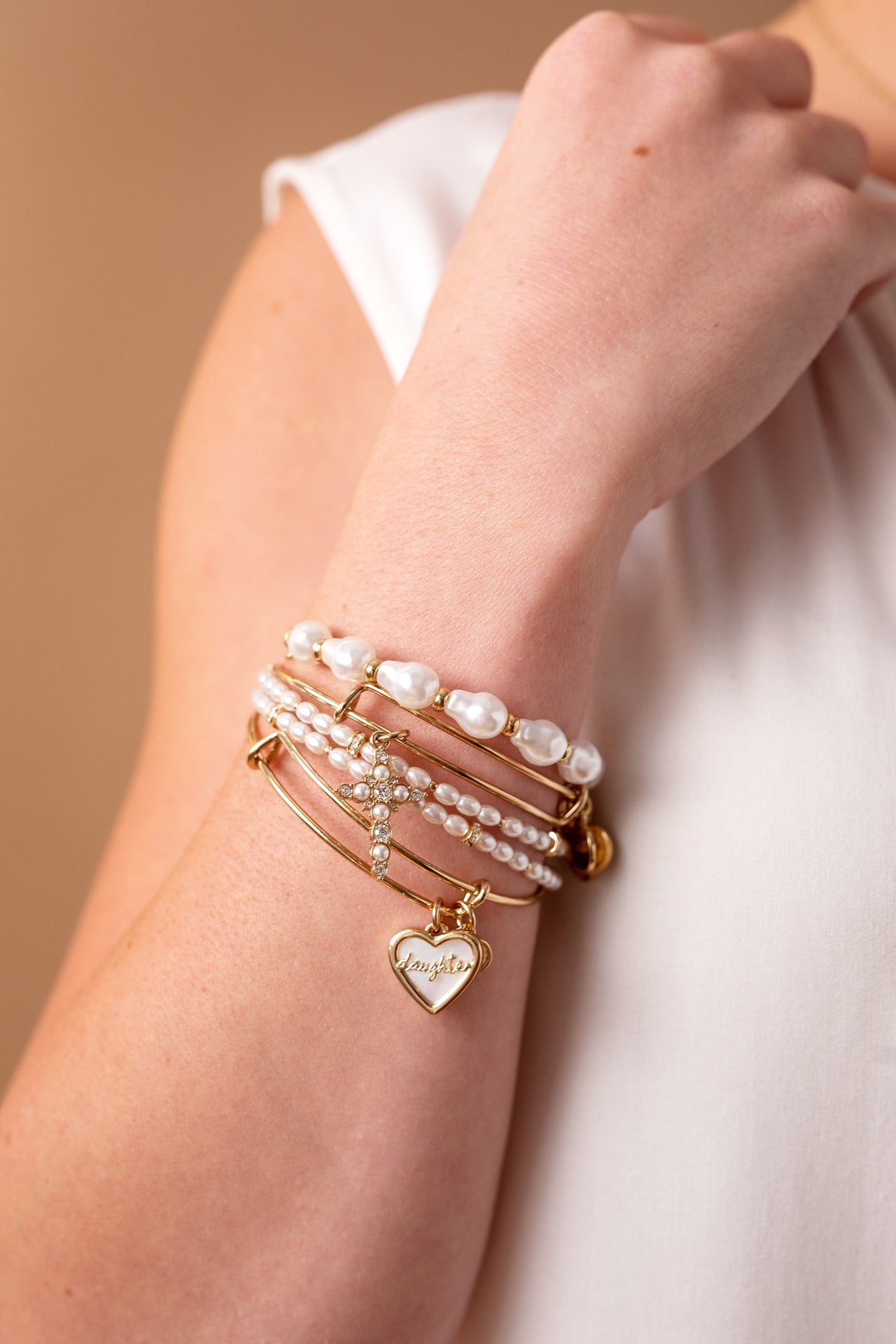 Alex and Ani Pearl Cross Bangle