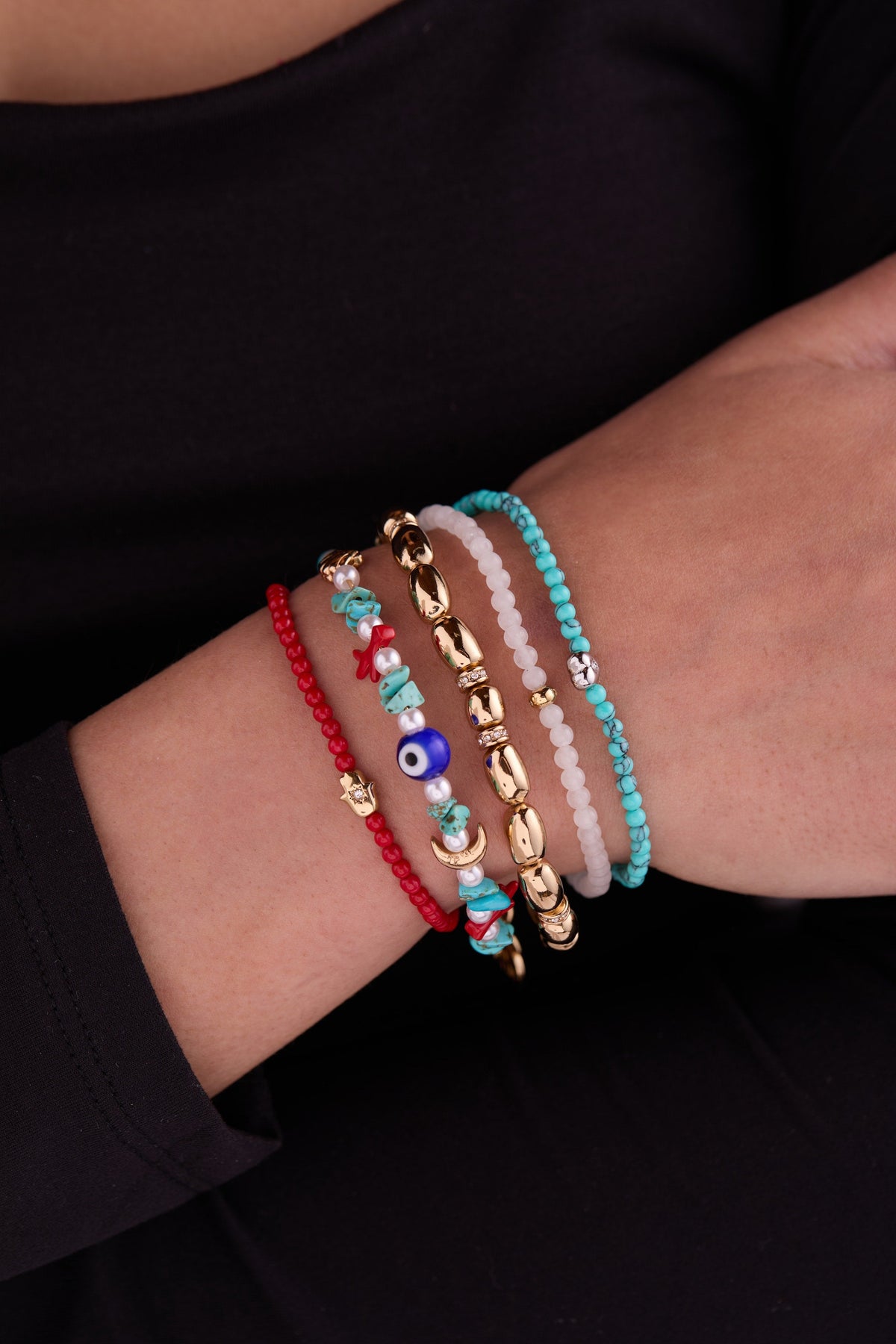 Alex and Ani Coral Hamsa Mini Stretch Bracelet